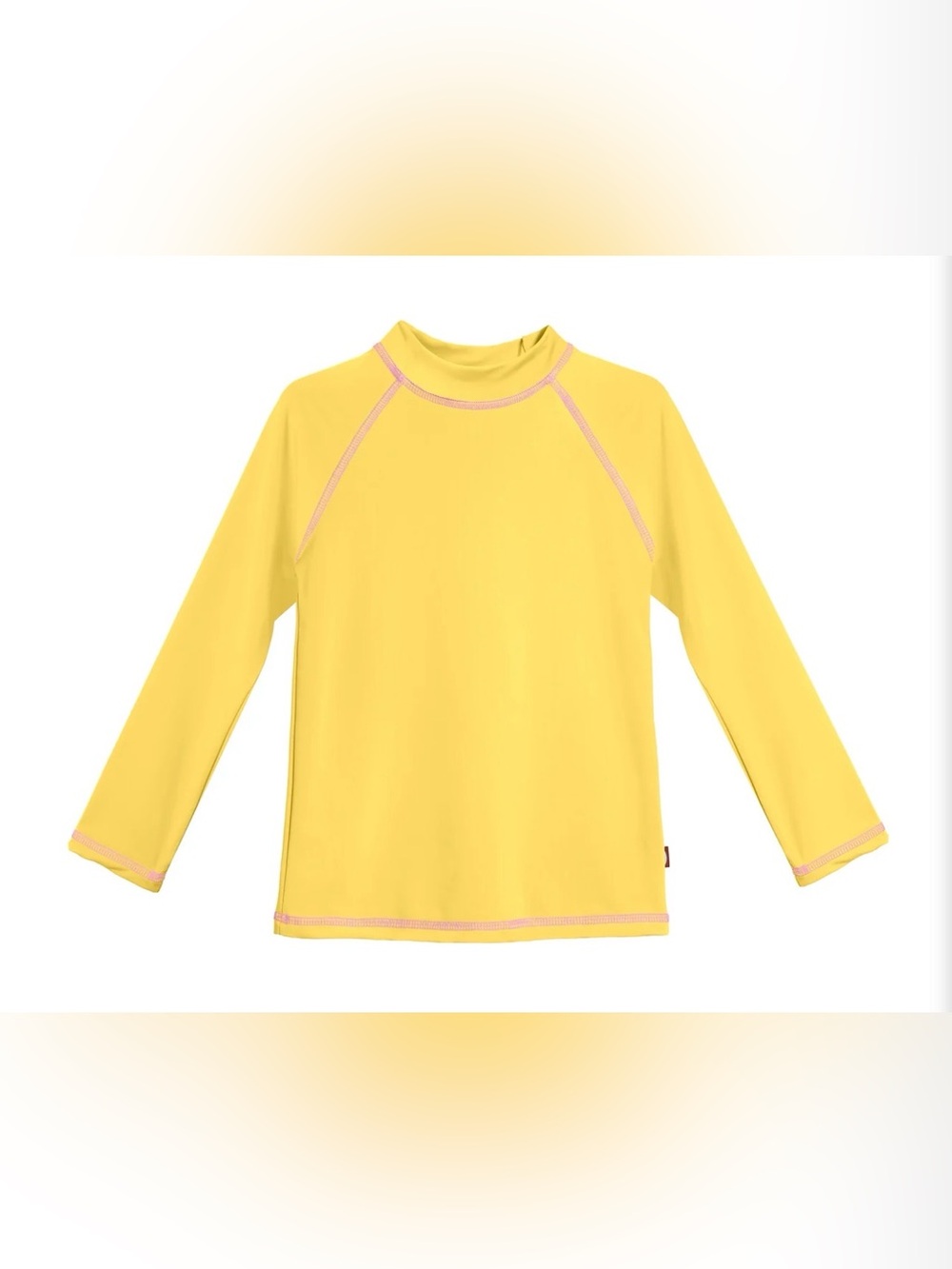 City Threads Yellow Long-Sleeve Kids Rashguard with Pink Stitching